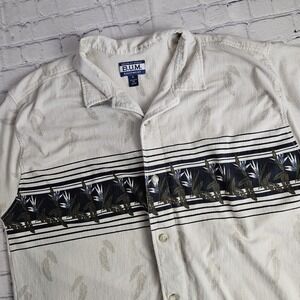 Vintage B.U.M. Equipment XL Corduroy Shirt Hawaiian Floral Short Sleeve Button‎